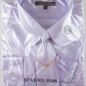 NEW Jameson Meade 4 Pc. Pale Lavender Satin Dress Shirt Set, 17-17.5 (36/37)